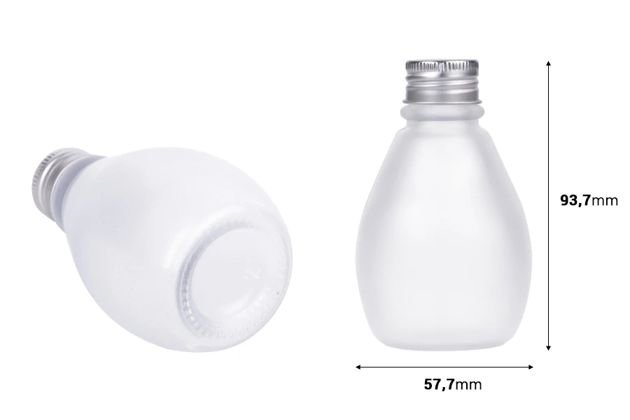 Staklena bočica 100 ml peskirana sa aluminijumskim zatvaračem – 6 kom
