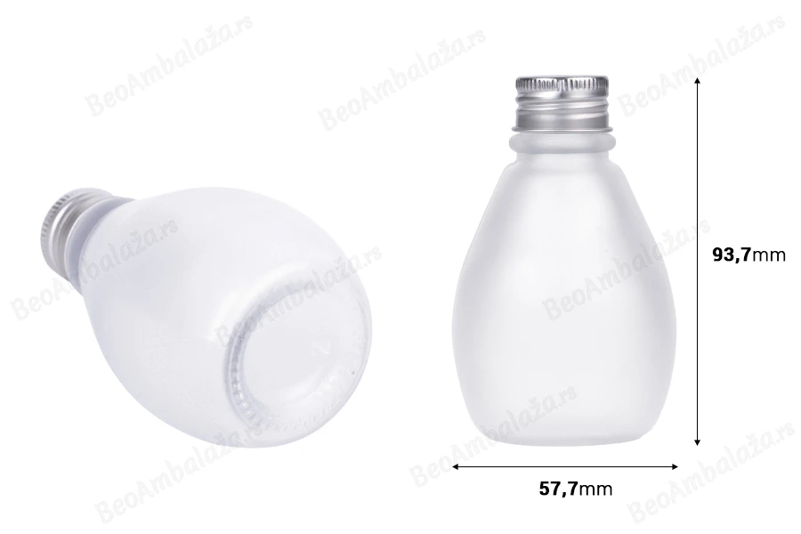 Staklena bočica 100 ml peskirana sa aluminijumskim zatvaračem – 6 kom-dimenzije_slike