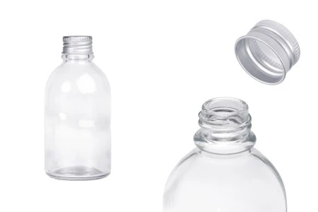 Staklena bočica okrugla 100 ml sa aluminijumskim zatvaračem – 6 kom-1
