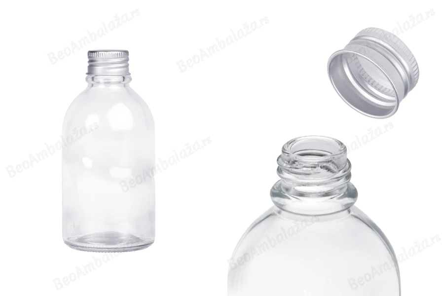 Staklena bočica okrugla 100 ml sa aluminijumskim zatvaračem – 6 kom-slika_proizvoda