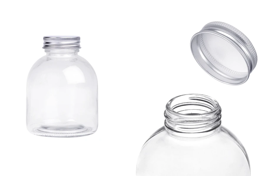 Staklena bočica okrugla 300 ml sa aluminijumskim zatvaračem - 6 kom Staklena bočica okrugla 300 ml sa aluminijumskim zatvaračem - 6 kom
