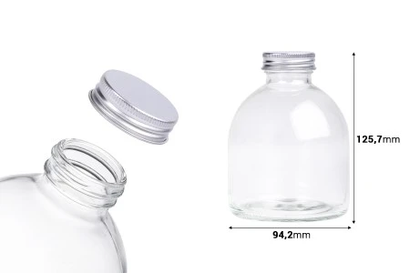 Staklena bočica okrugla 500 ml sa aluminijumskim zatvaračem - 6 kom-2