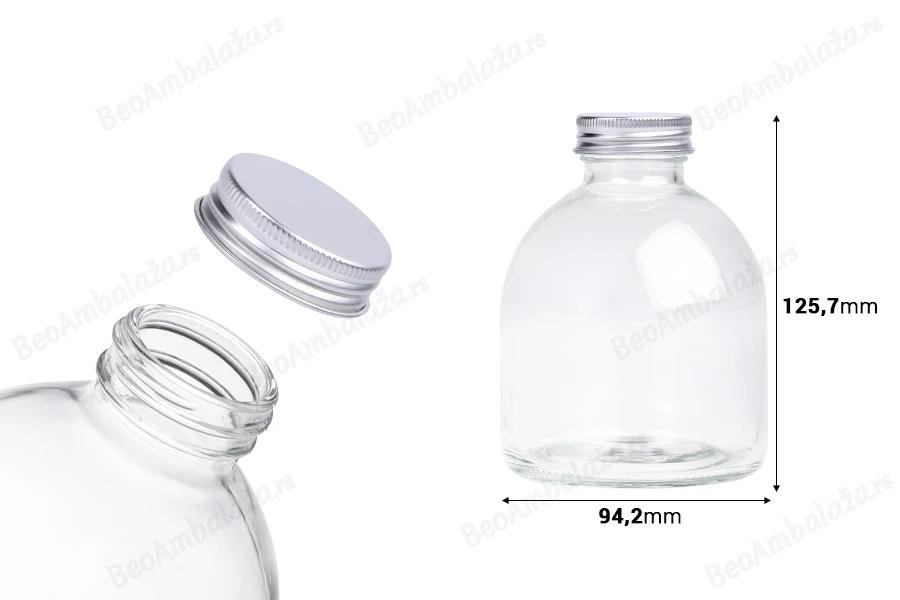 Staklena bočica okrugla 500 ml sa aluminijumskim zatvaračem - 6 kom-dimenzije_slike