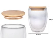 Staklena tegla 350 ml duplih zidova sa poklopcem od bambusa Staklena tegla 350 ml duplih zidova sa poklopcem od bambusa