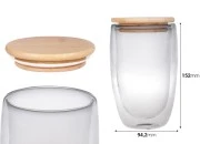 Staklena tegla 450 ml duplih zidova sa poklopcem od bambusa Staklena tegla 450 ml duplih zidova sa poklopcem od bambusa