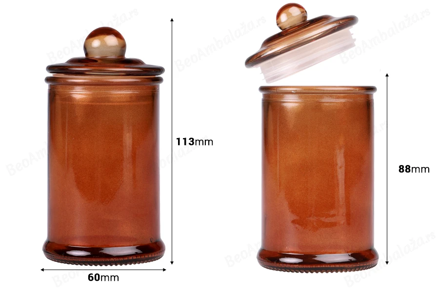 Staklena tegla 150 ml karamel sa staklenim poklopcem i hermetičkim zatvaranjem-dimenzije_slike