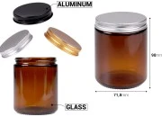 Staklena tegla 250ml karamel sa aluminijumskim zatvaračem i unutrašnjom zaptivkom - 6 kom-dimenzije_slike