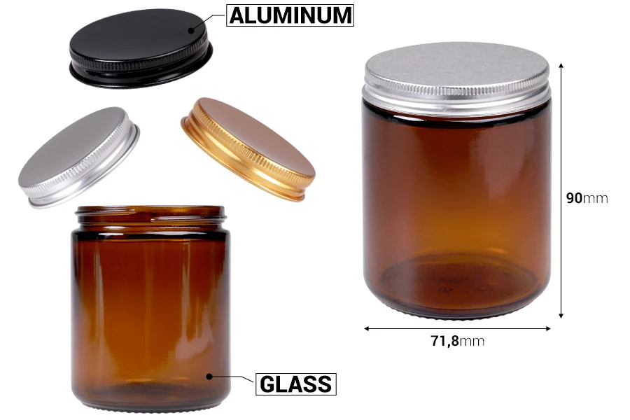 Staklena tegla 250ml karamel sa aluminijumskim zatvaračem i unutrašnjom zaptivkom - 6 kom-dimenzije_slike