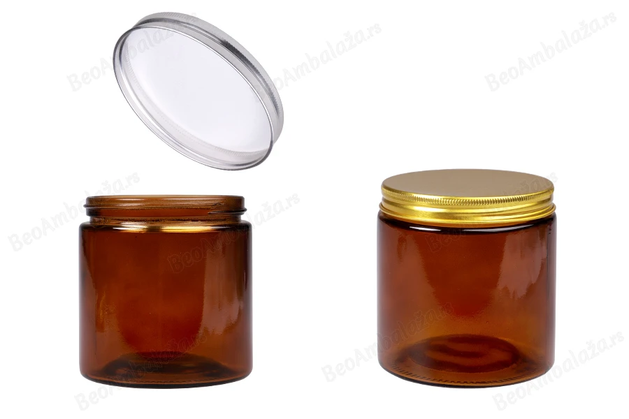 Staklena tegla 500ml karamel sa aluminijumskim zatvaračem i unutrašnjom zaptivkom - 6 kom-slika_proizvoda