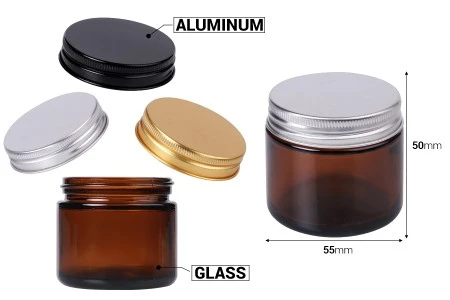 Staklena tegla 60ml karamel sa aluminijumskim zatvaračem i unutrašnjom zaptivkom - 6 kom-2