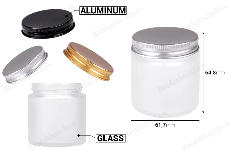 Staklena tegla 100ml peskirana sa aluminijumskim zatvaračem i unutrašnjom zaptivkom - 6 kom-dimenzije_slike