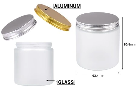 Staklena tegla 500ml peskirana sa aluminijumskim zatvaračem i unutrašnjom zaptivkom - 6 kom-2
