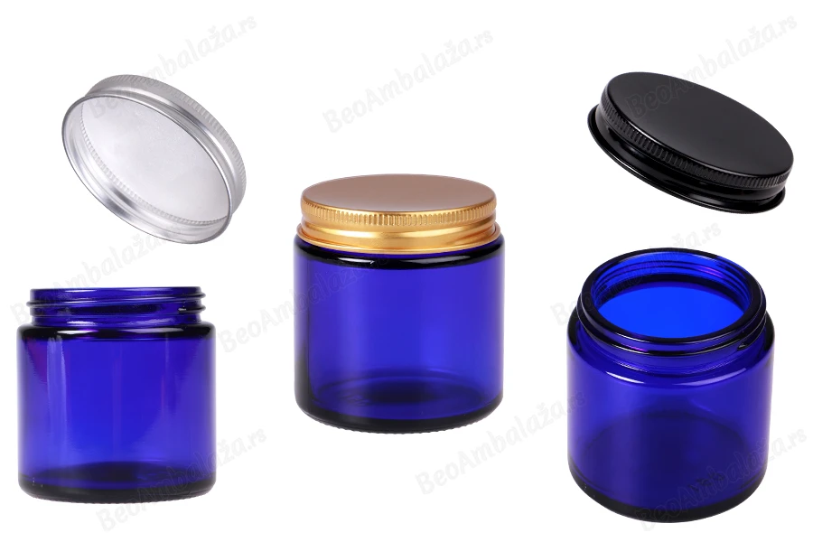 Staklena tegla 100ml plava sa aluminijumskim zatvaračem i unutrašnjom zaptivkom - 6 kom-slika_proizvoda