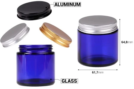 Staklena tegla 100ml plava sa aluminijumskim zatvaračem i unutrašnjom zaptivkom - 6 kom-2