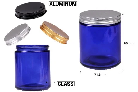 Staklena tegla 250ml plava sa aluminijumskim zatvaračem i unutrašnjom zaptivkom - 6 kom-2