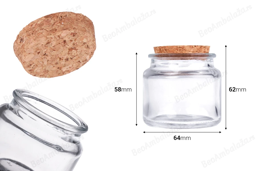 Staklena teglica providna 100 ml sa plutanim čepom-dimenzije_slike