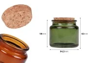 Staklena teglica karamel ili zelena 100 ml sa plutanim čepom