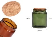 Staklena teglica karamel ili zelena 200 ml sa plutanim čepom