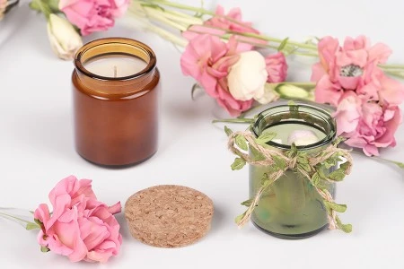 Staklena teglica karamel ili zelena 200 ml sa plutanim čepom-5