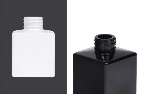 Četvrtasta staklena bočica 100 mL (PP 28) u crnoj ili beloj boji, pogodna za osveživače prostora-1