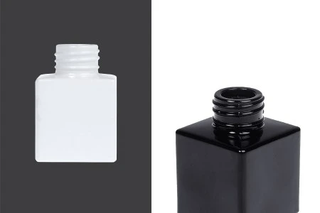 Četvrtasta staklena bočica 50 mL (PP 28) u crnoj i beloj boji, pogodna za osveživače prostora-1