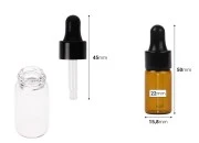 Staklena providna ili karamel bočica 3 mL sa pipetom - 12 kom