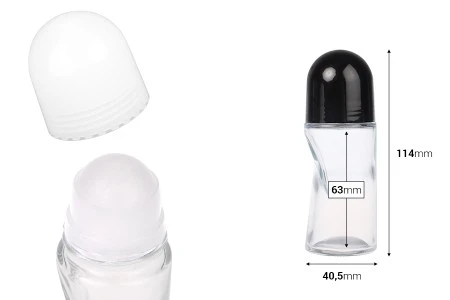 Roll - on staklena bočica 50mL sa crnim ili belim zatvaračem-2
