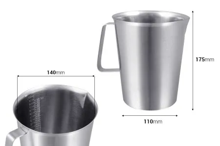 Posuda od nerđajućeg čelika (Inox) sa menzurom i drškom 2000mL-3