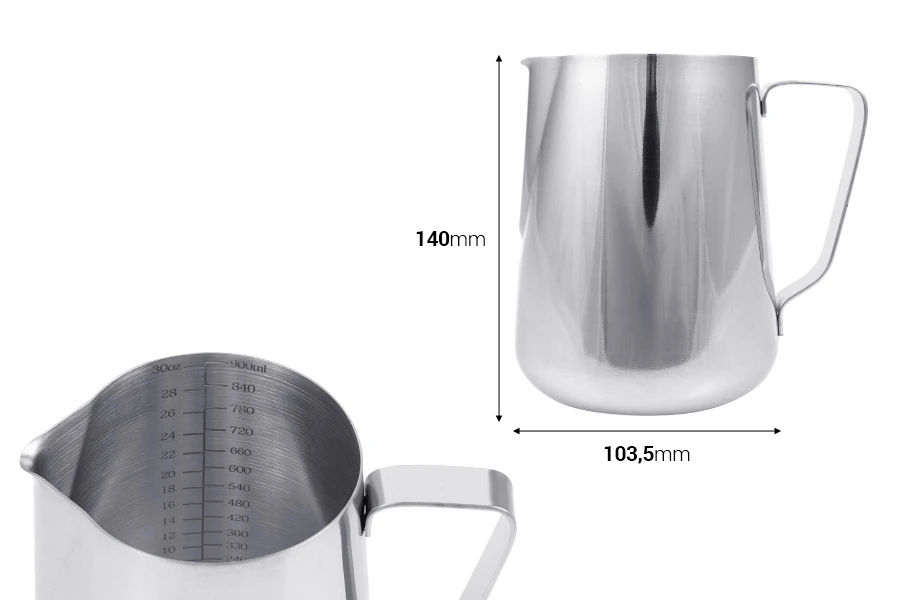 Posuda od nerđajućeg čelika (Inox) sa menzurom i drškom 900mL