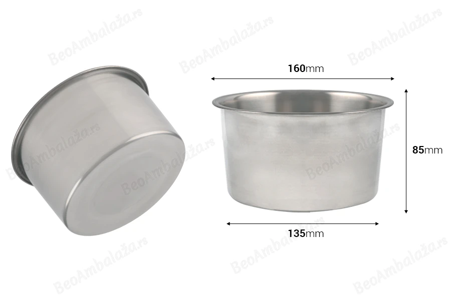 Metalna posuda (nerđajući čelik) 155 mm za Bain Marie-dimenzije_slike