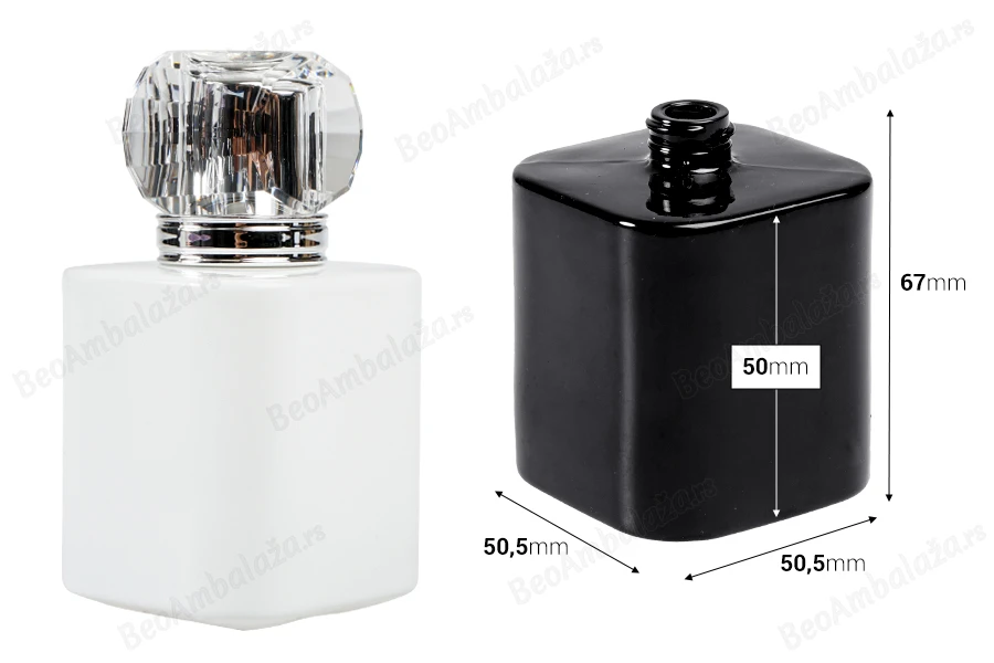 Staklena luksuzna bočica za parfeme 50 ml (15/400) u crnoj ili beloj boji-dimenzije_slike