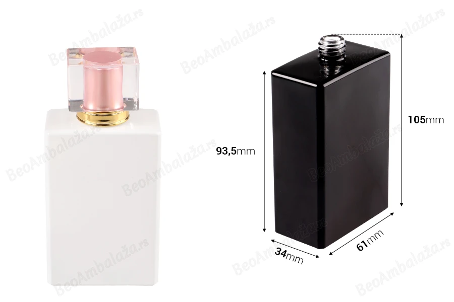 Staklena pravougaona parfemska bočica 100mL (15/400) crne ili bele boje-dimenzije_slike