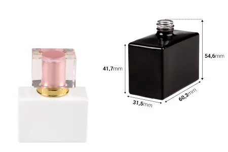 Staklena pravougaona parfemska bočica 30mL (15/400) crne ili bele boje-2