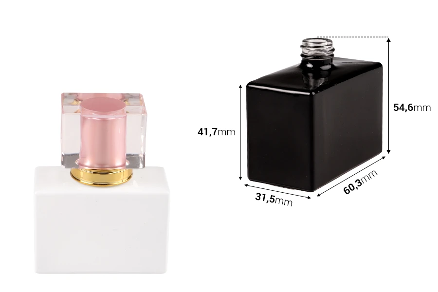 Staklena pravougaona parfemska bočica 30mL (15/400) crne ili bele boje