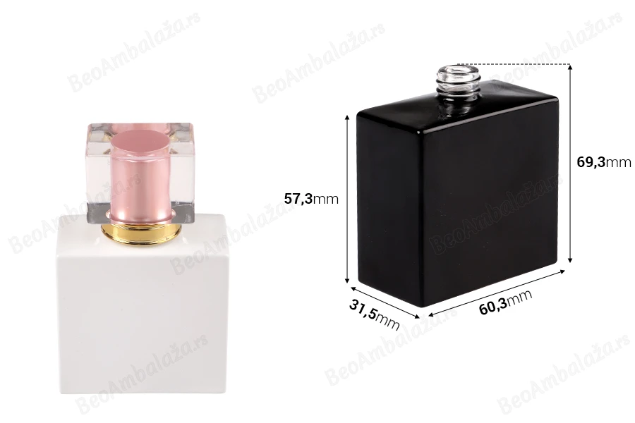 Staklena pravougaona parfemska bočica 50mL (15/400) crne ili bele boje-dimenzije_slike