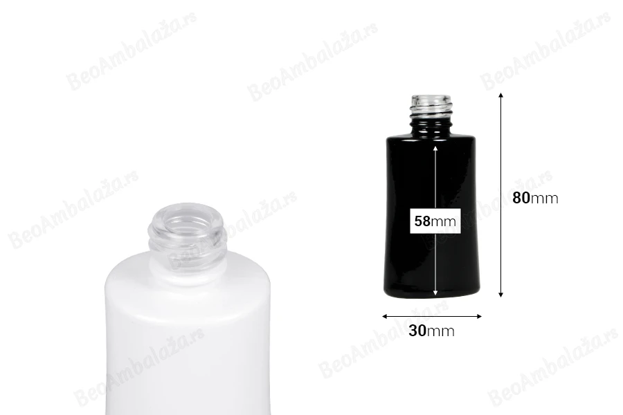 Staklena bočica za parfeme 30mL ovalna u crnoj ili beloj boji (18/415)-dimenzije_slike