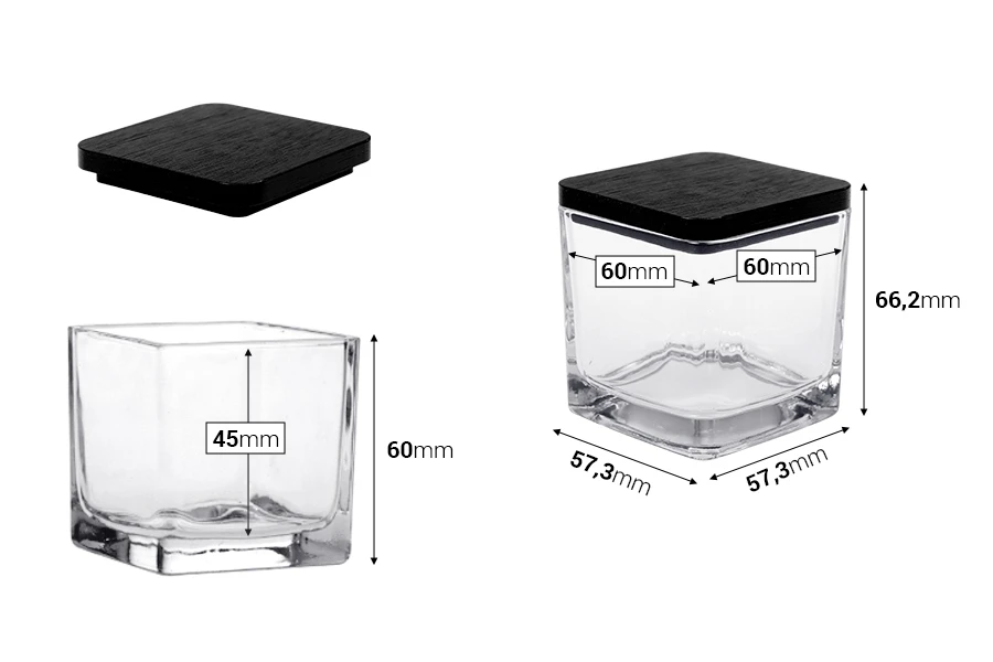 Staklena ukrasna četvrtasta tegla 130 ml 60x60x60 mm sa drvenim zatvaračem za sveće-dimenzije_slike