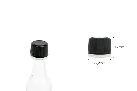 Plastični crni navojni zatvarač PP18 sa sigurnosnim prstenom - 20 kom-2