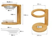 Drveni osveživač prostora sa keramičkom posudom za aromatične voskove ili ulja i sa keramičkom kašičicom za svećicu-dimenzije_slike