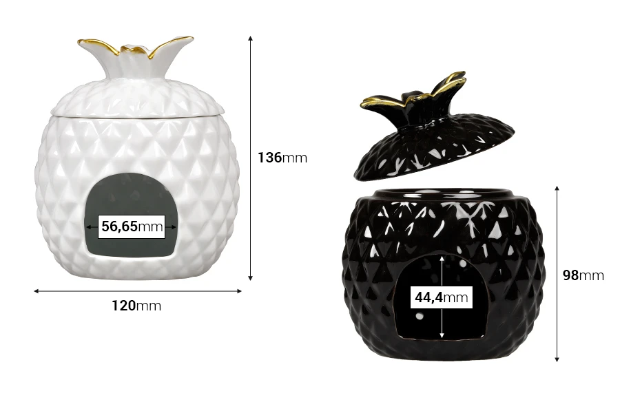 Keramički osveživač prostora za svećice i aromatična ulja u obliku ananasa-dimenzije_slike