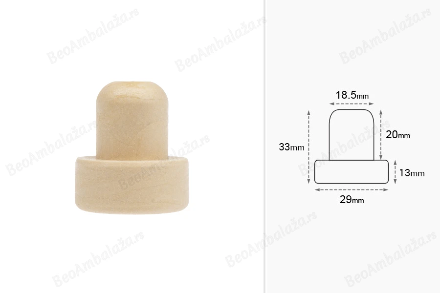 Čep od sintetičke silikonske plute f18,5 mm-dimenzije_slike