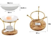 Metalni osveživač prostora sa drvenom osnovom, keramičkom kašikom i posudom za voskove i ulja Metalni osveživač prostora sa drvenom osnovom, keramičkom kašikom i posudom za voskove i ulja-dimenzije_slike