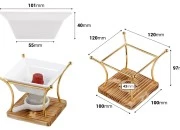 Metalni osveživač prostora sa drvenom osnovom, keramičkom kašikom i posudom za voskove i ulja-dimenzije_slike