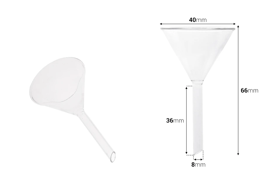 Stakleni levak prečnika 40 mm (prečnik cevčice 8 mm) Stakleni levak prečnika 40 mm (prečnik cevčice 8 mm)