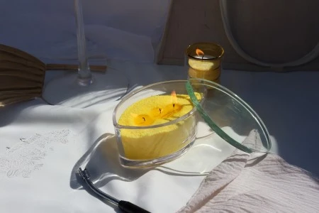 Staklena posuda 790mL za sveće, u obliku gondole i sa staklenim poklopcem-3