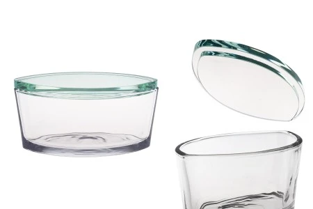 Staklena posuda 790mL za sveće, u obliku gondole i sa staklenim poklopcem-1
