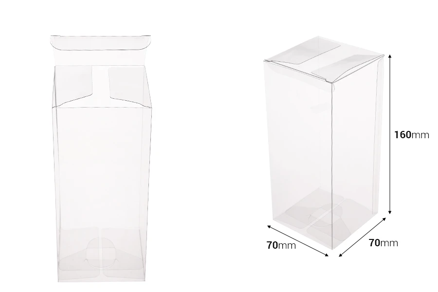Sklopiva providna PET kutija za pakovanje 70x70x160 mm - 50 kom Sklopiva providna PET kutija za pakovanje 70x70x160 mm - 50 kom