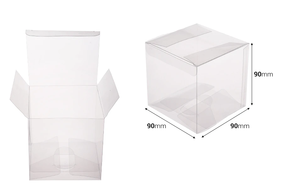 Sklopiva providna PET kutija za pakovanje 90x90x90 mm - 50 kom Sklopiva providna PET kutija za pakovanje 90x90x90 mm - 50 kom