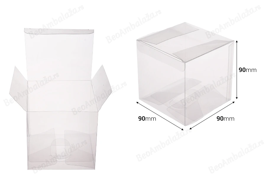Sklopiva providna PET kutija za pakovanje 90x90x90 mm - 50 kom-dimenzije_slike