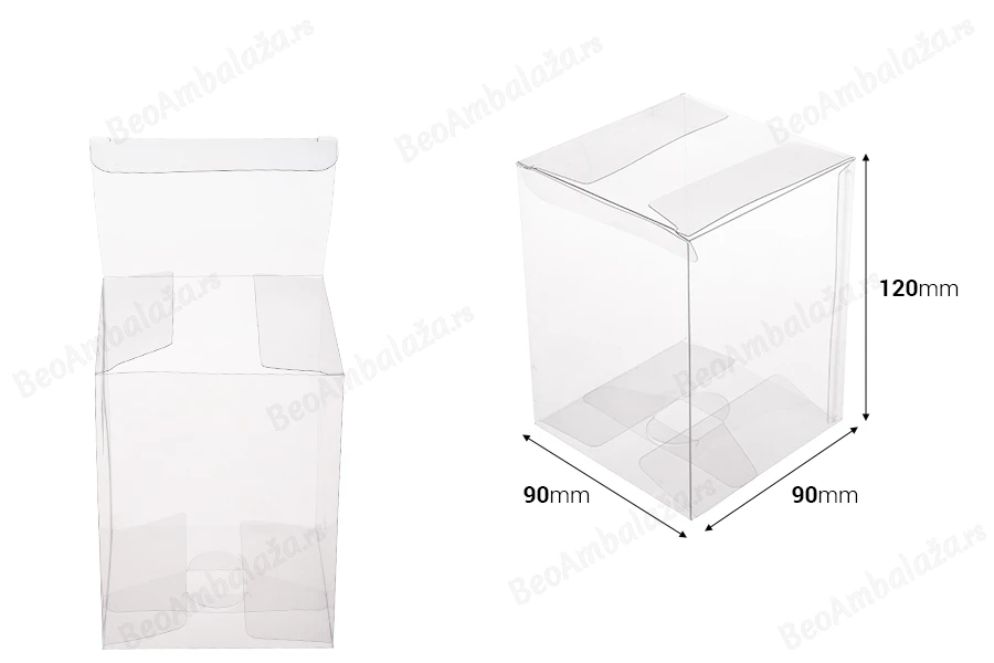 Sklopiva providna PET kutija za pakovanje 90x90x120 mm - 50 kom-dimenzije_slike